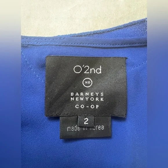 O'2nd for Barney’s New York Sleeveless Tank Top  Size 2 Royal Blue Chiffon Y2K - Picture 6 of 6